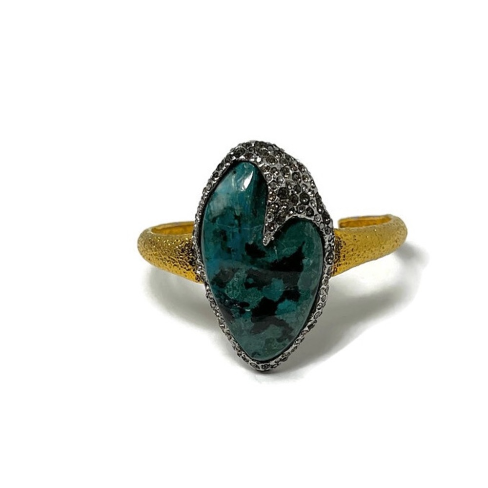 ALEXIS BITTAR Cordova Chrysocolla Swarovski Crystal Designer Cuff Bracelet